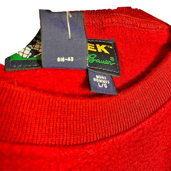 Vintage EBTEK Eddie Bauer Polartec Men's Red Fleece Crewneck Sweatshirt - Picture 5 of 10
